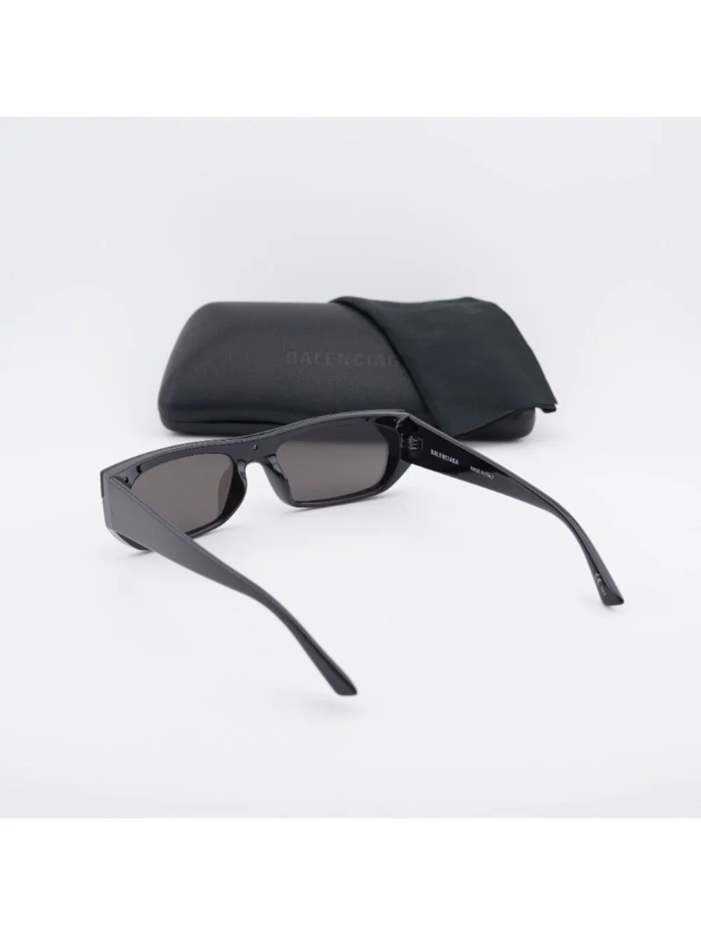 Balenciaga BB0080S 001 Rectangle Unisex Sunglasses - Black / Grey